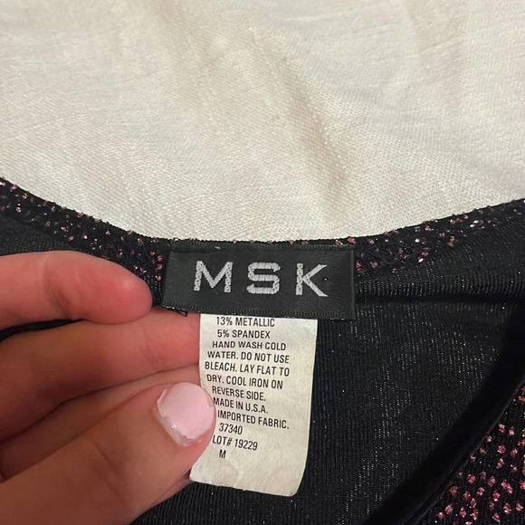 MSK Pink Sparkly Flare Arm Long Sleeve Medium - Picture 4 of 5